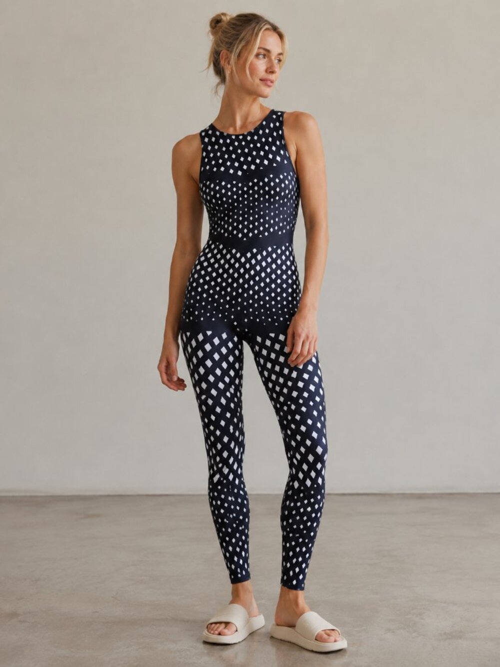 ULTRACOR Workout Unitard Racer Back 3D Diamond Black and White $285 MSRP - NWOT